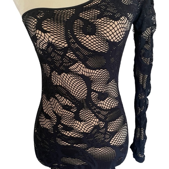 Bebe Floral Sexy Black Nude Lace Dark Romantic Whimsigoth Dress Women Sz S - Picture 6 of 9
